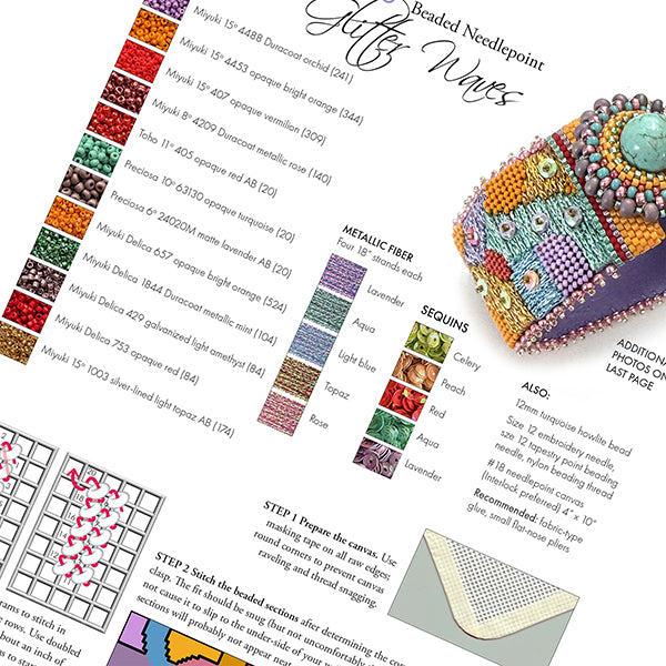 Needlepoint With Beads Kit Glitter Waves