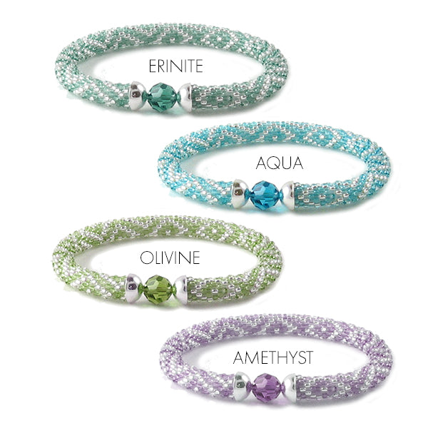 Bead Crochet Kit Crystal Circlet, aqua, olivine, erinite, or amethyst