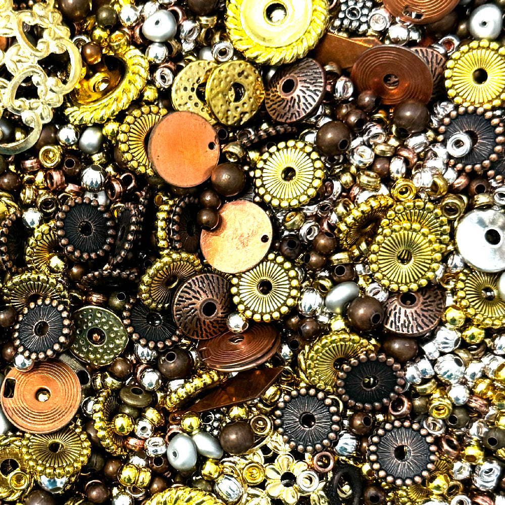 Metal bead 1.75 lb (.8 Kilo) assortment, sizes 4mm and larger