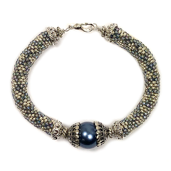 Steel Blue Bead Crochet Bracelet Kit