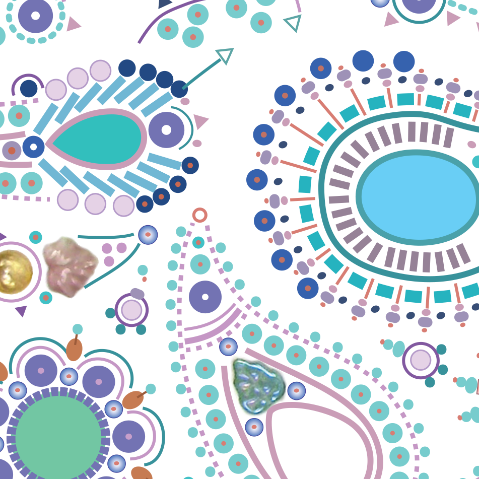 beading pattern with ornate paisleys in sea and sky colors