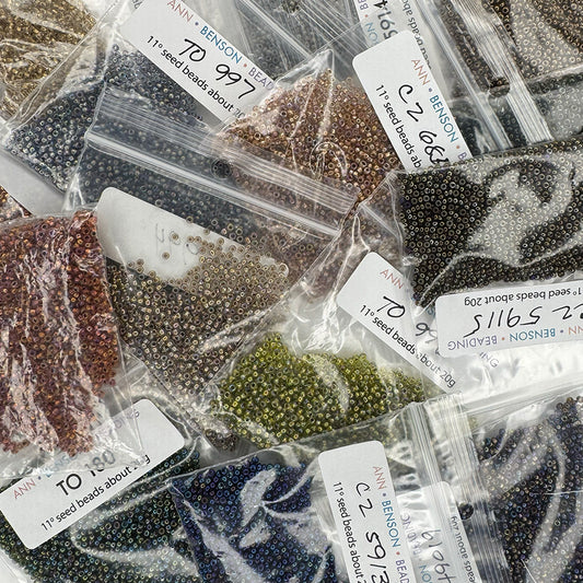 11o Seed Bead Collection 16 colors Gold lined, copper lined, brass lined, iris metallic