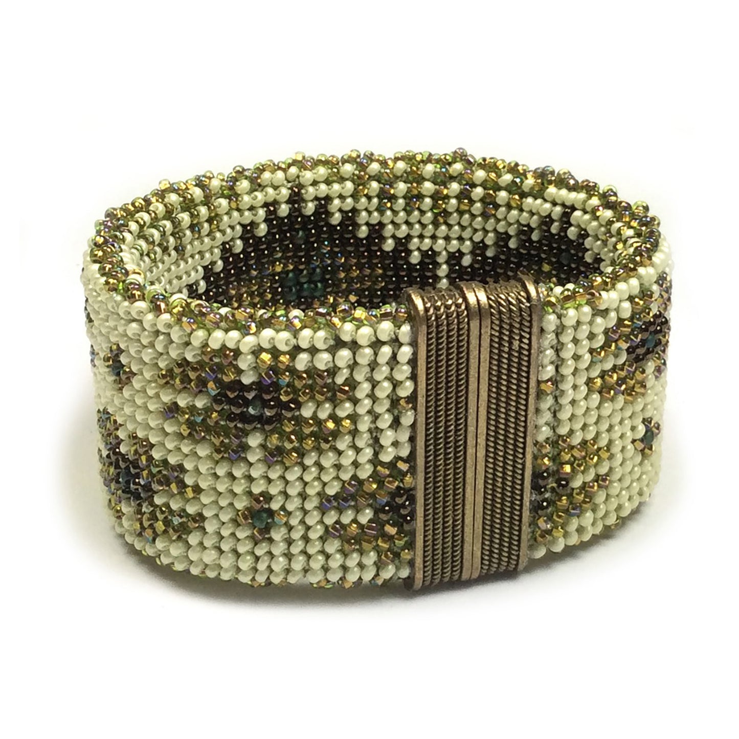 Brass Motifs Reversible Bead Crochet Bracelet PDF Download Pattern