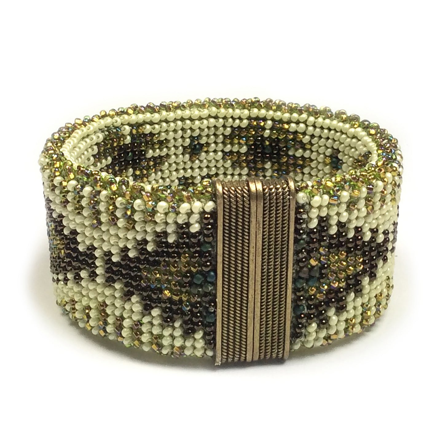 Brass Motifs Reversible Bead Crochet Bracelet PDF Download Pattern