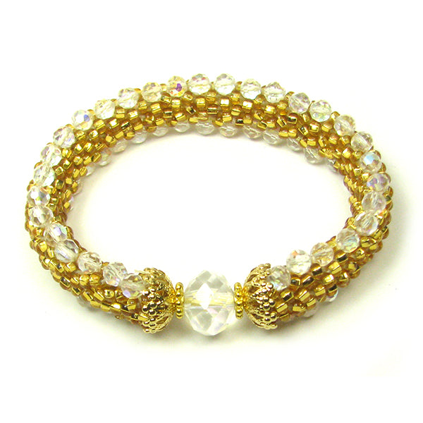 Crystal and Gold Bead Crochet Bracelet Kit
