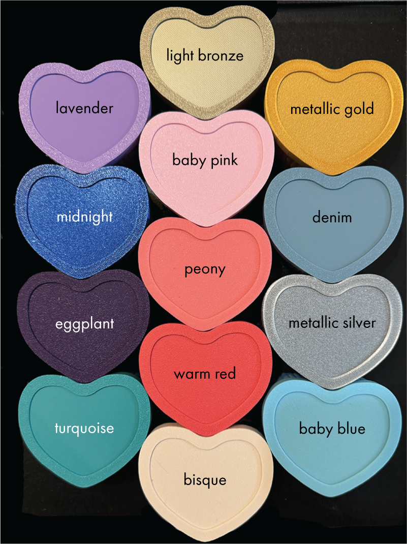 Heart Box with lid opening, thirteen colors available