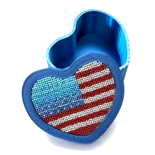 Heart Box with Needlepoint Flag in Beads full kit