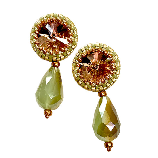 Olive Peach Beaded Earrings Kit