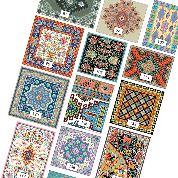 Oriental Rug Patterns Charted for Beads, Needlepoint, Cross Stitch, PDF Digital Download