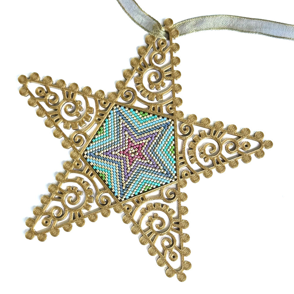 Star Pentagram Ornament Frame for peyote stitch