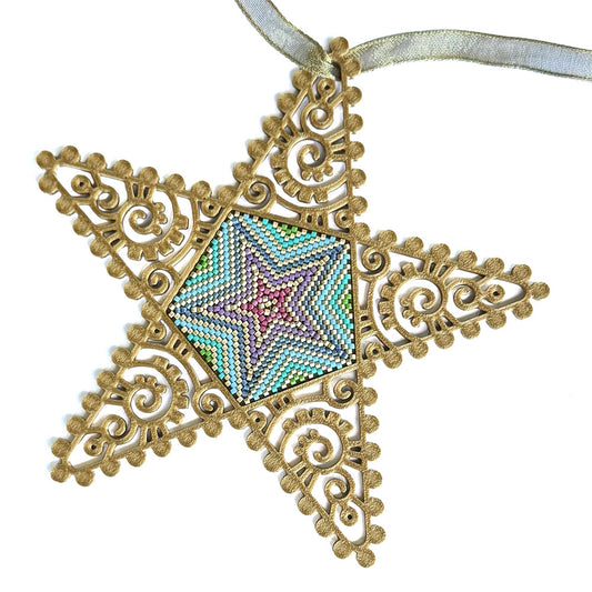 Star Pentagram Ornament Frame for peyote stitch