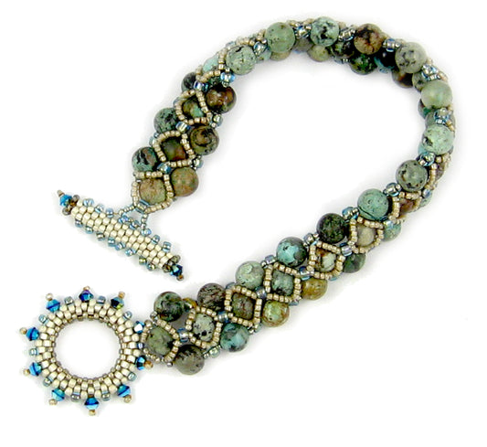 Turquoise Toggle Beaded Bracelet PDF Download Pattern